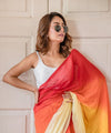 Premium Ombre Linen Cotton Saree in Multi - Sunset Shade | Daily Wear & Festive Wear