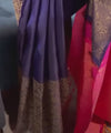 Navy Blue Banarasi Silk Saree | Wedding & Reception Wear