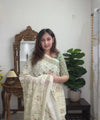 Elegant Premium Linen Cotton Saree - Pista | Daily Wear & Festive Wear