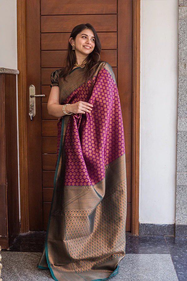 Purple Banarasi Silk Saree | Bridal & Festive Wear