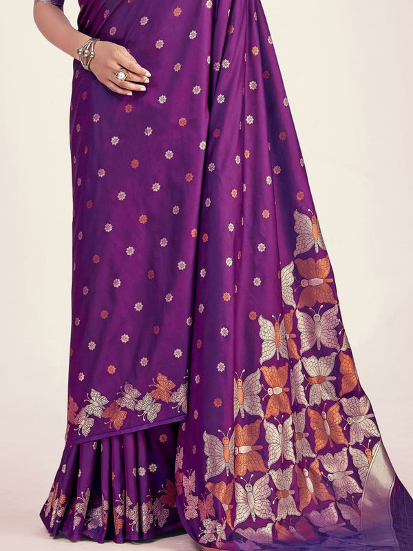 Purple Banarasi Silk Saree | Bridal & Festive Wear