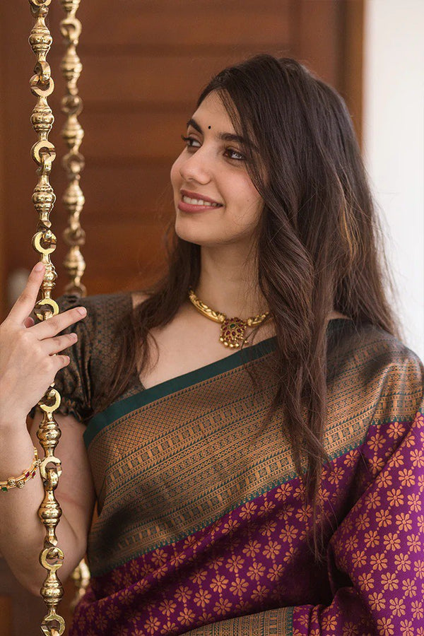 Purple Banarasi Silk Saree | Bridal & Festive Wear