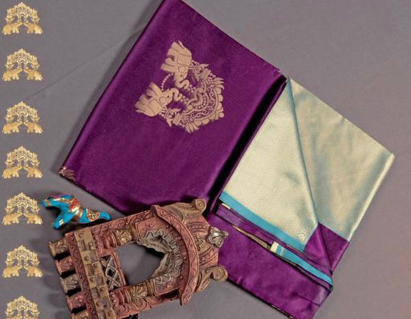 Purple Banarasi Silk Saree | Ethnic Wear for Women detail view