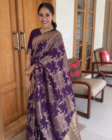 Purple Banarasi Silk Saree | Ethnic Wear for Women