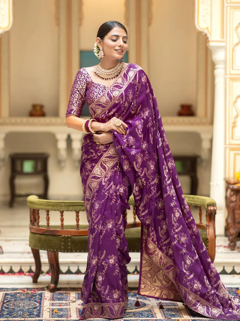 Purple Banarasi Silk Saree | Ethnic Wear for Women