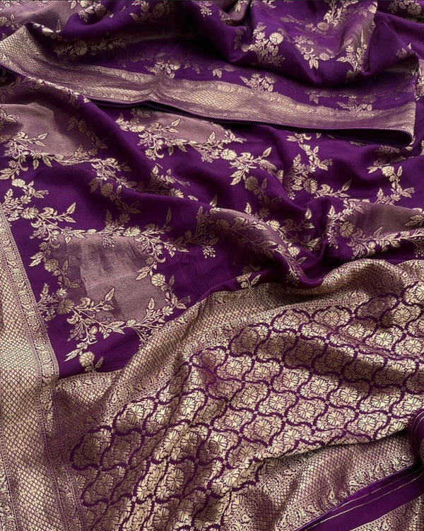 Purple Banarasi Silk Saree | Ethnic Wear for Women