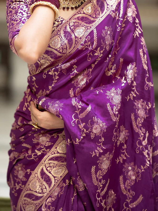 Purple Banarasi Silk Saree | Ethnic Wear for Women