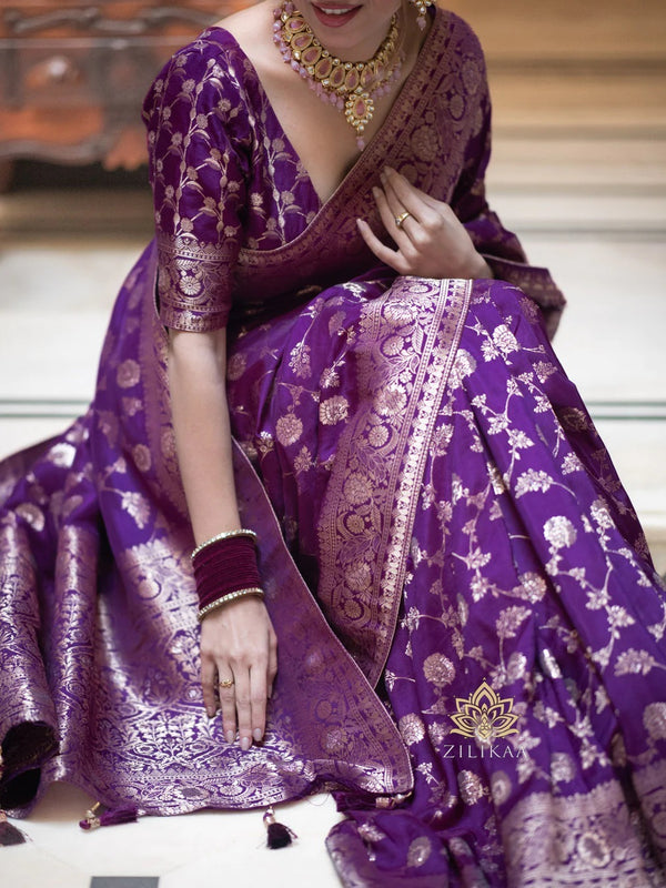 Purple Banarasi Silk Saree | Ethnic Wear for Women