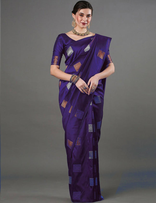 Purple Banarasi Silk Saree | Festival & Ceremony Wear