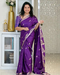 Purple Banarasi Silk Saree | Festival & Ceremony Wear