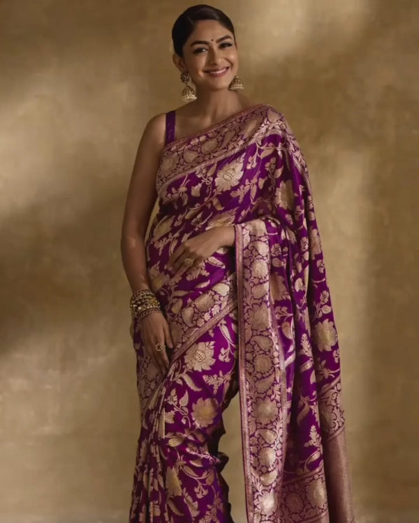 Purple Banarasi Silk Saree | Festival & Ceremony Wear