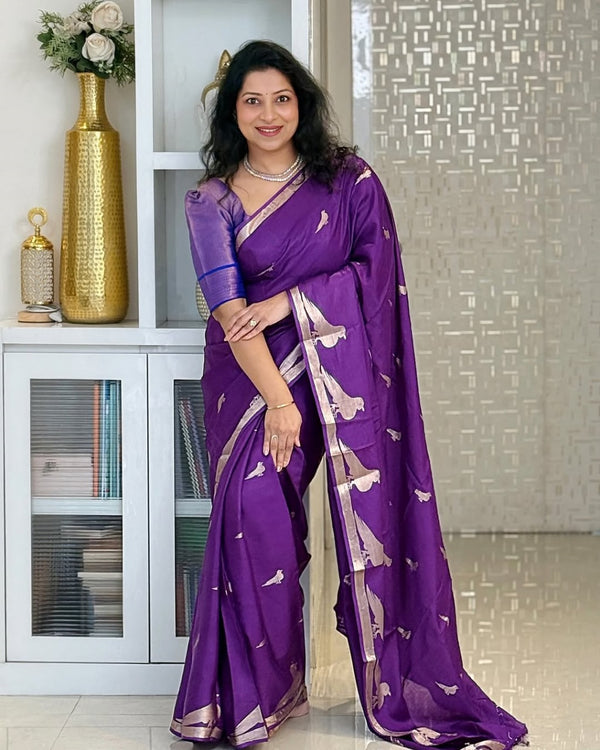 Purple Banarasi Silk Saree | Festival & Ceremony Wear