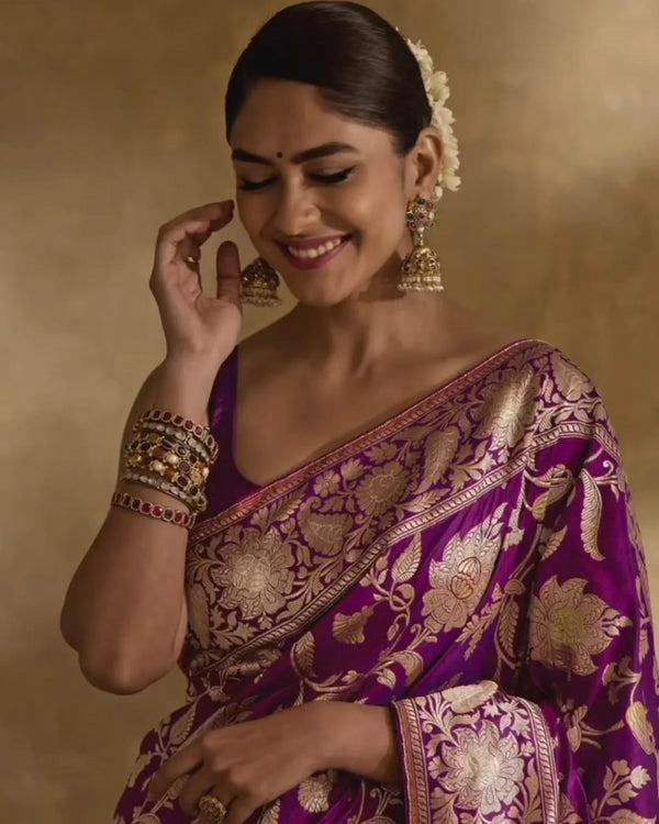 Purple Banarasi Silk Saree | Festival & Ceremony Wear