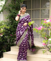 Purple Banarasi Silk Saree | Festival & Ceremony Wear
