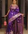 Purple Banarasi Silk Saree | Festive & Party Wear