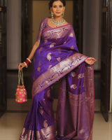 Purple Banarasi Silk Saree | Festive & Party Wear