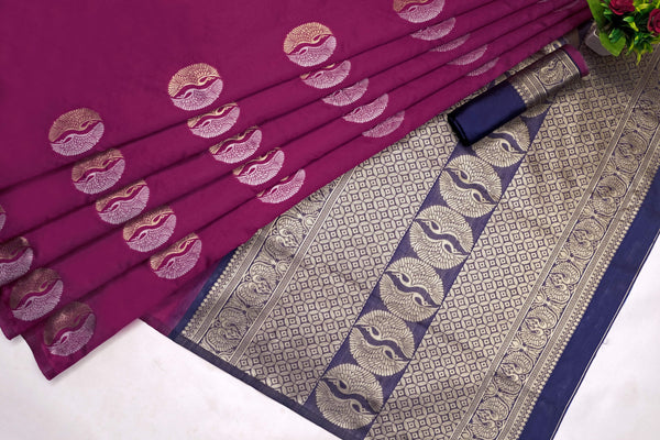 Purple Banarasi Silk Saree | Festive & Party Wear