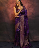 Purple Banarasi Silk Saree | Traditional Wedding Wear
