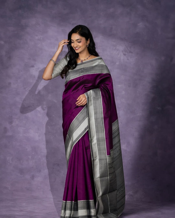 Purple Banarasi Silk Saree | Traditional Wedding Wear