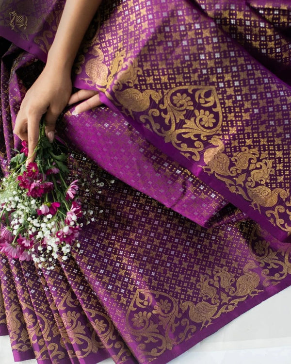 Purple Banarasi Silk Saree | Traditional Wedding Wear