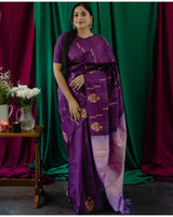 Purple Banarasi Silk Saree | Traditional Zari Weave