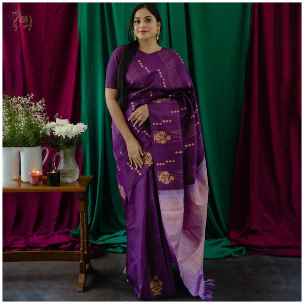 Purple Banarasi Silk Saree | Traditional Zari Weave