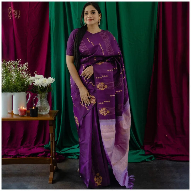 Purple Banarasi Silk Saree | Traditional Zari Weave