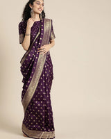 Purple Banarasi Silk Saree | Traditional Zari Weave