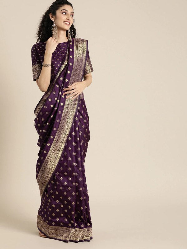 Purple Banarasi Silk Saree | Traditional Zari Weave