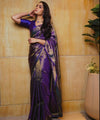 Purple Banarasi Silk Saree | Traditional Zari Weave