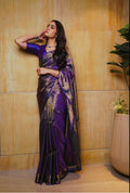 Purple Banarasi Silk Saree | Traditional Zari Weave