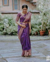 Purple Banarasi Silk Saree | Traditional Zari Weave