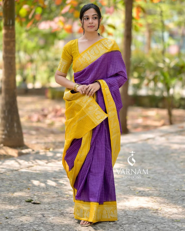 Purple Banarasi Silk Saree | Traditional Zari Weave detail view