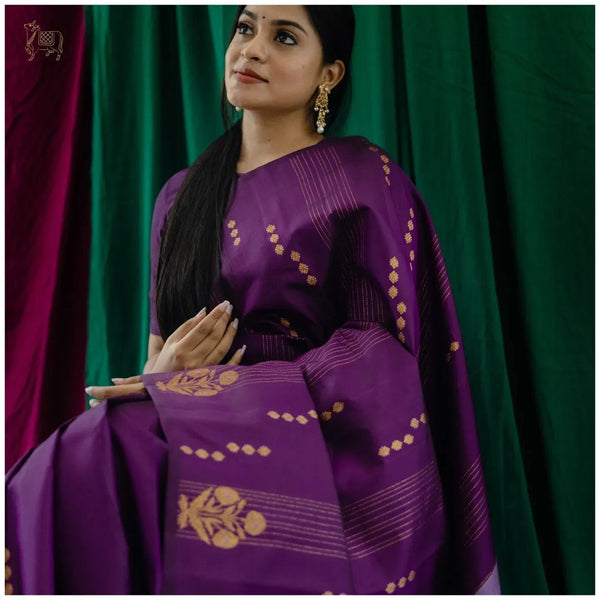 Purple Banarasi Silk Saree | Traditional Zari Weave