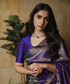 Purple Banarasi Silk Saree | Traditional Zari Weave
