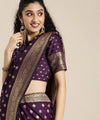 Purple Banarasi Silk Saree | Traditional Zari Weave