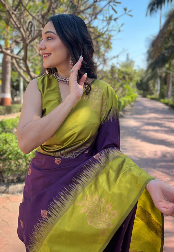 Purple Banarasi Silk Saree | Wedding & Festive Wear