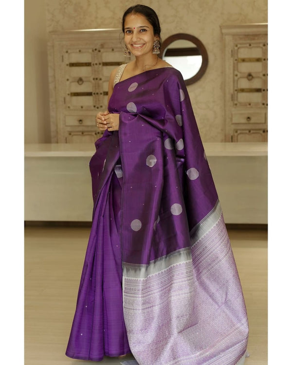 Purple Banarasi Silk Saree | Wedding & Reception Wear