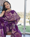Purple Banarasi Silk Saree | Wedding & Reception Wear