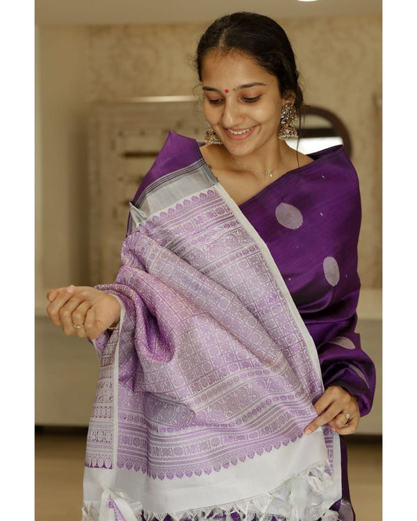 Purple Banarasi Silk Saree | Wedding & Reception Wear