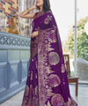 Purple Banarasi Silk Saree | Wedding & Reception Wear