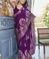 Purple Banarasi Silk Saree | Wedding & Reception Wear