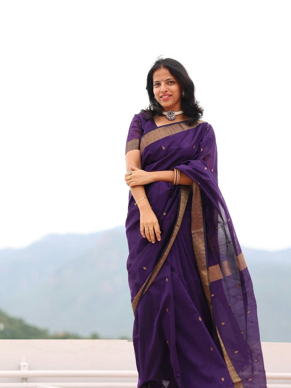 Purple Cotton Saree | Daily & Festive Wear detail view