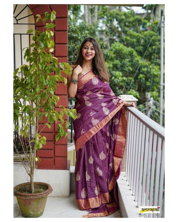 Purple Cotton Saree | Festival & Ceremony Wear detail view