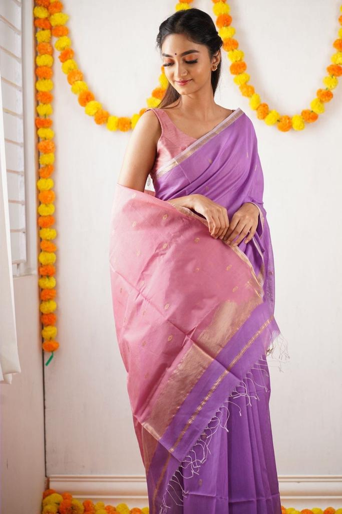 Purple Cotton Saree | Festive & Party Wear