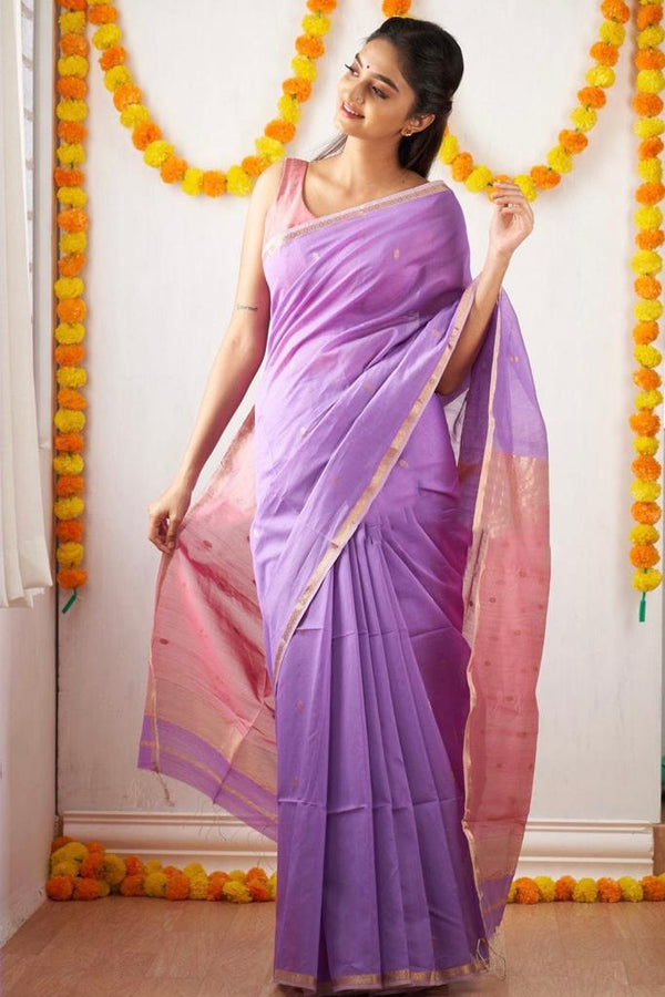 Purple Cotton Saree | Festive & Party Wear