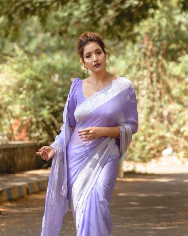 Purple Cotton Saree | Traditional Handloom Wear detail view
