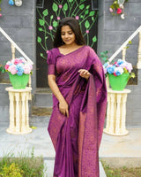 Purple Jacquard Silk Saree | Ethnic Wear for Women