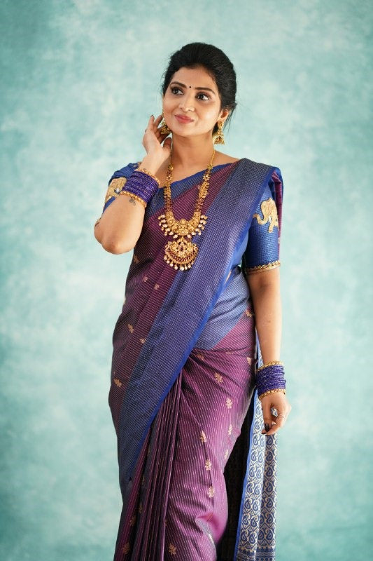 Purple Jacquard Silk Saree | Ethnic Wear for Women