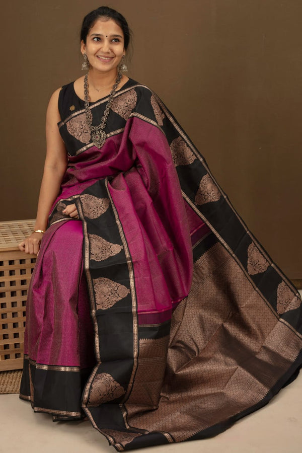 Purple Jacquard Silk Saree | Festival & Ceremony Wear